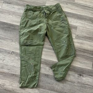 Zara Olive Cargo Pants with Artistic Details
